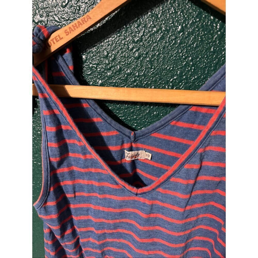 Faherty Florence Salt Wash Striped Pocket Dress Shoulder Tie Indigo Dyed Small - Picture 2 of 4